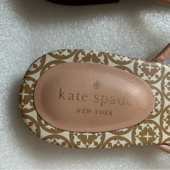Kate Spade Mystic Bow Leather Pink Gold Patterned Flip Flop Sandals 8.5 - Picture 4 of 9